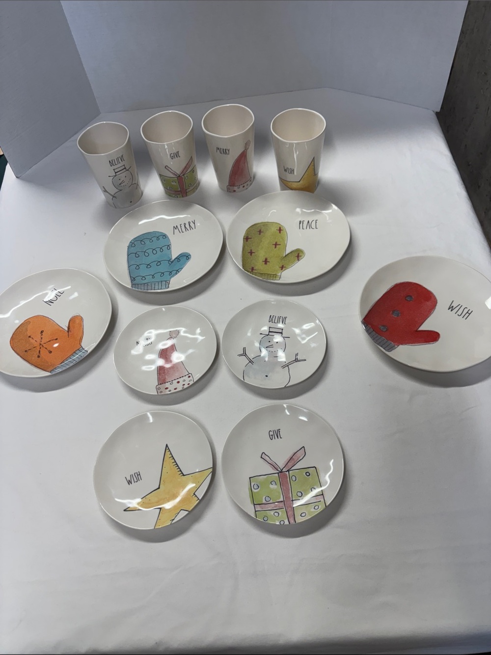 Rae Dunn Melamine Appetizer Plates and Cups Set - Christmas